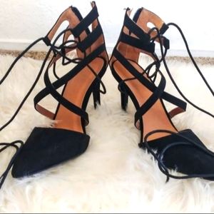 Sexy stiletto wrap black heel